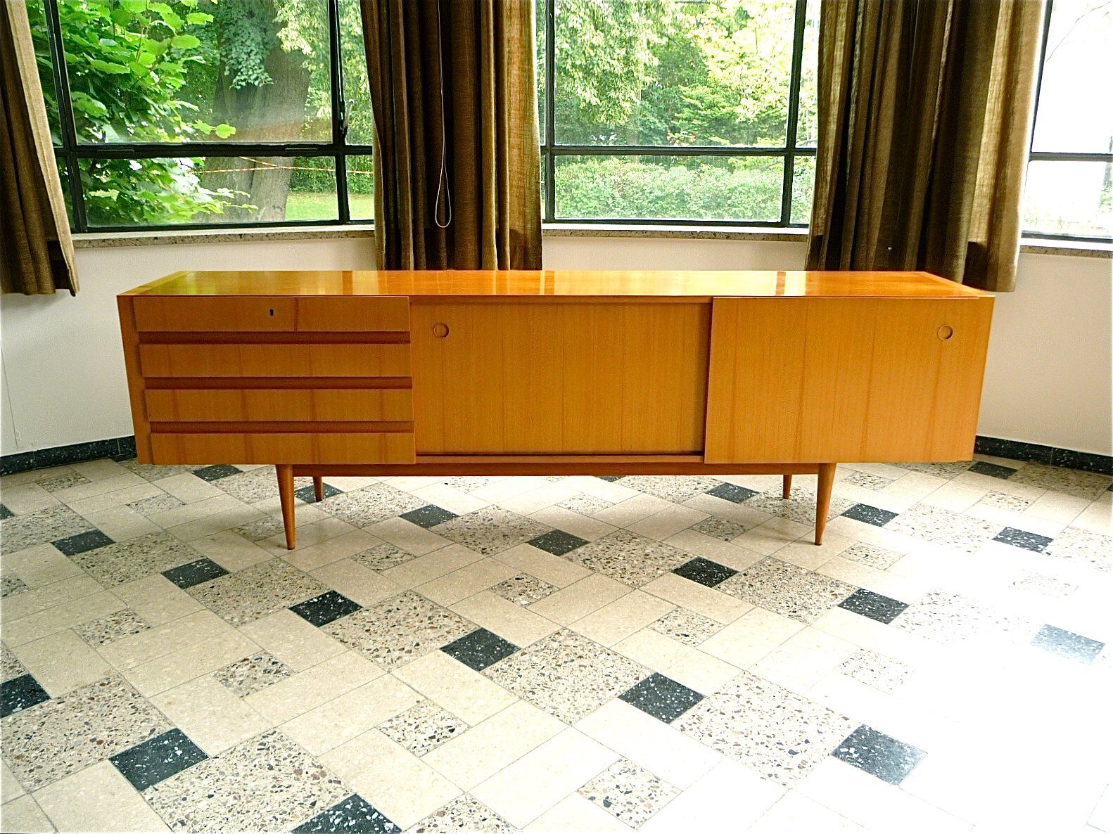 Sideboard in cherrywood with sliding doors from Wilhelm Renz, Germany 1960s