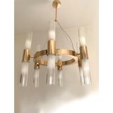 Glass and metal chandelier