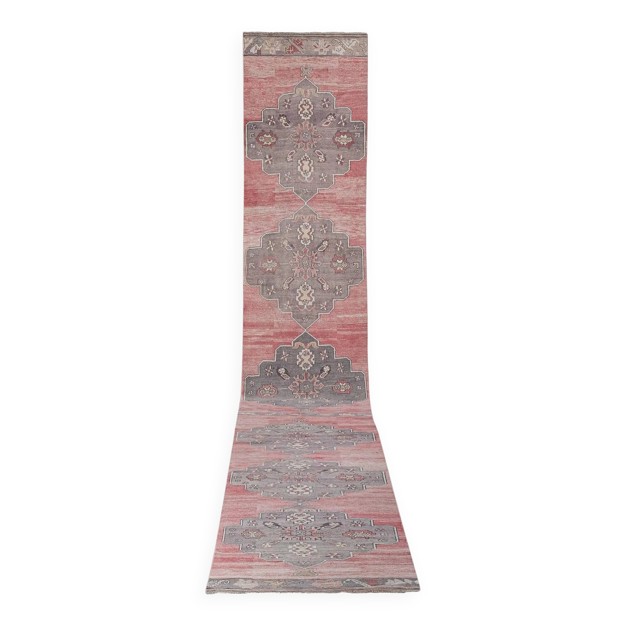 Vintage Turkish hallway rug 104x682 cm