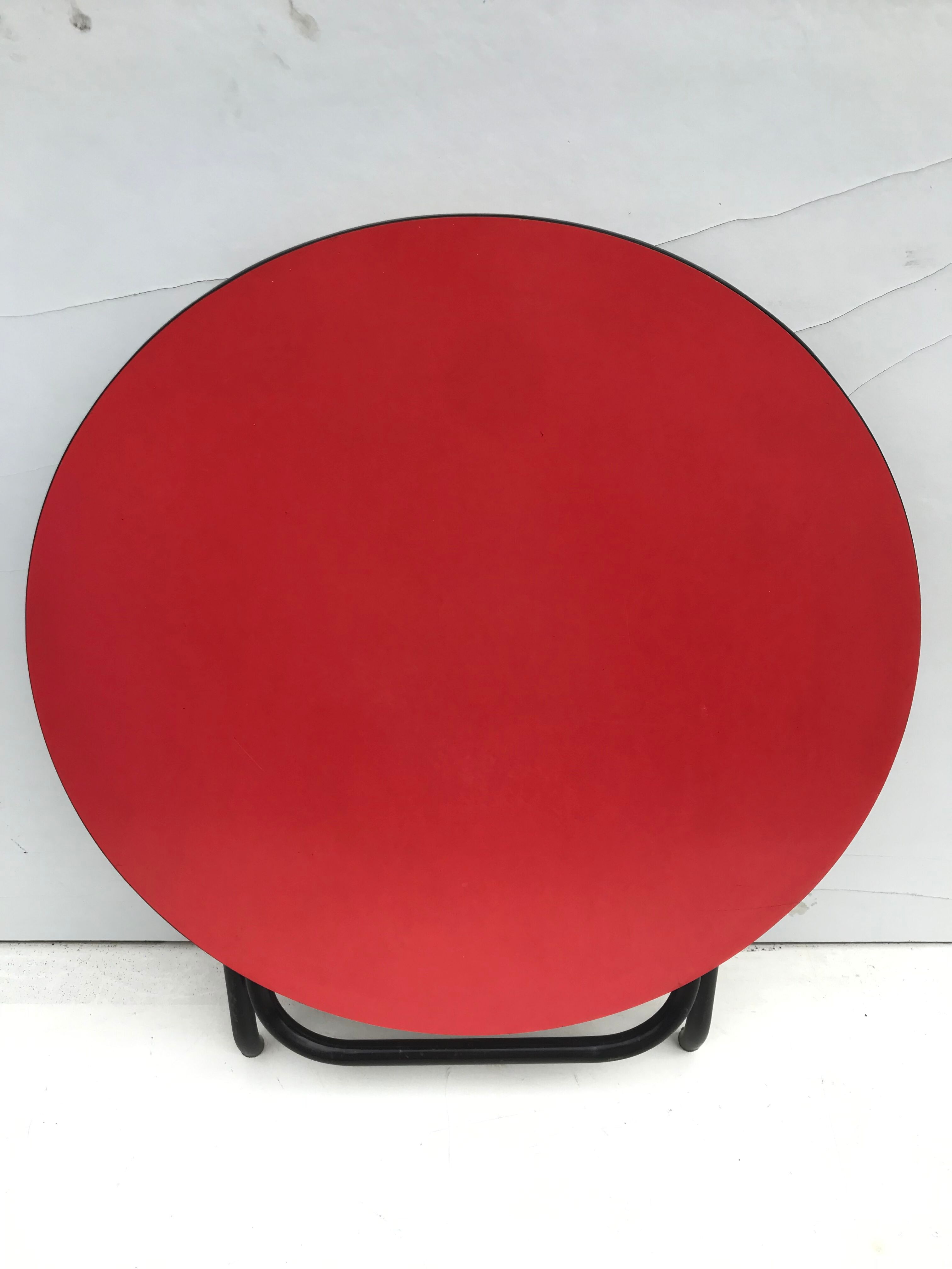 Old  foldable metal coffee table in black and red vintage formica