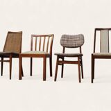 Quatre chaises de table de salle à manger Mid Century