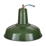Industrial suspension in green enamelled sheet metal 40cm size L 1960