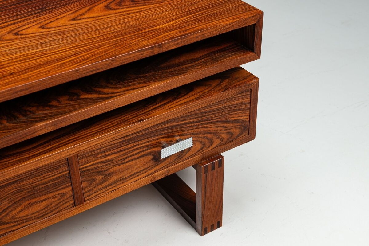 Mid-century modern floating media console in rosewood, Denmark, 1960