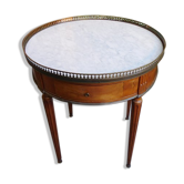 Table bouillotte 2 tiroirs et 2 tirettes plateau en marbre