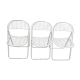Trio of folding metal chairs
