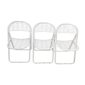 Trio of folding metal chairs