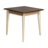 Vintage table in solid beech and black laminate tray