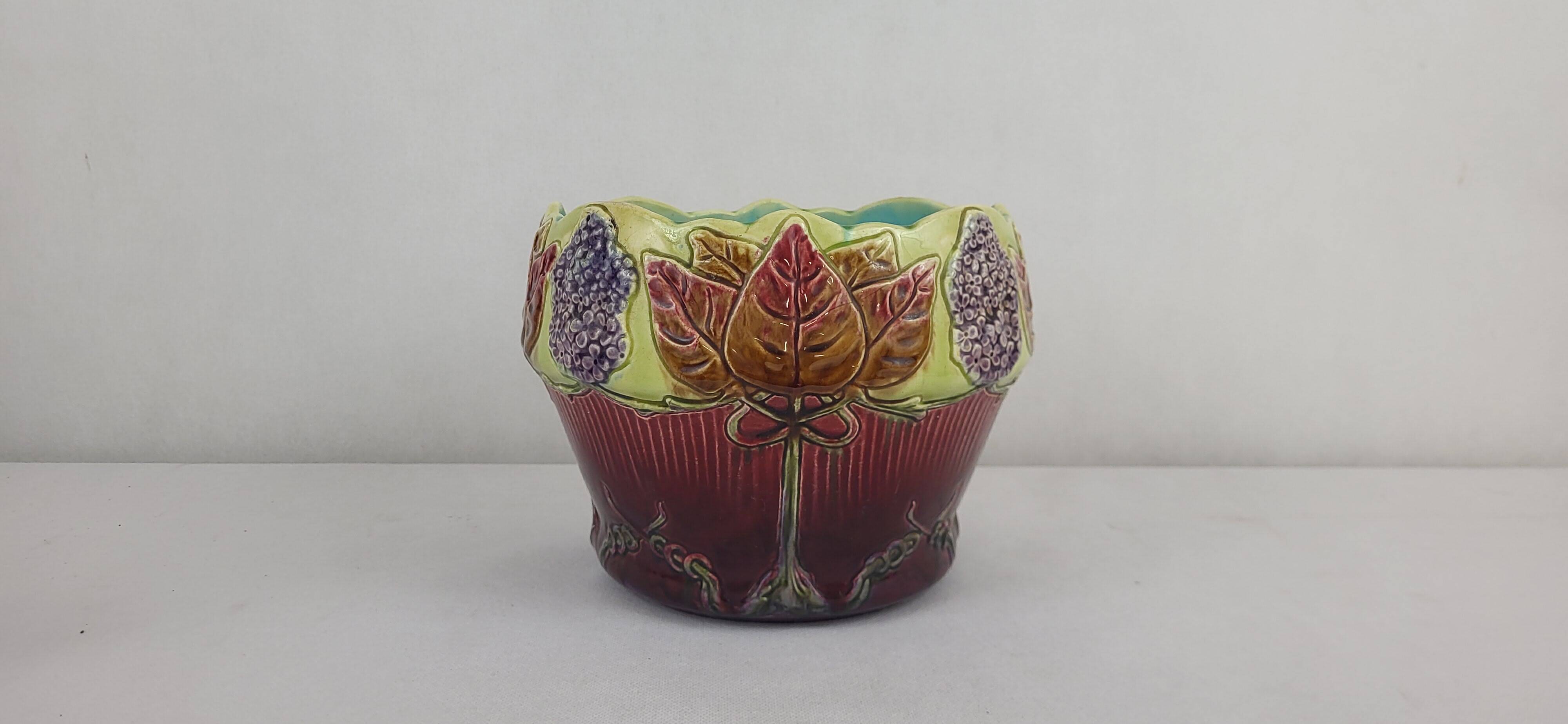 Art Nouveau earthenware cache pot