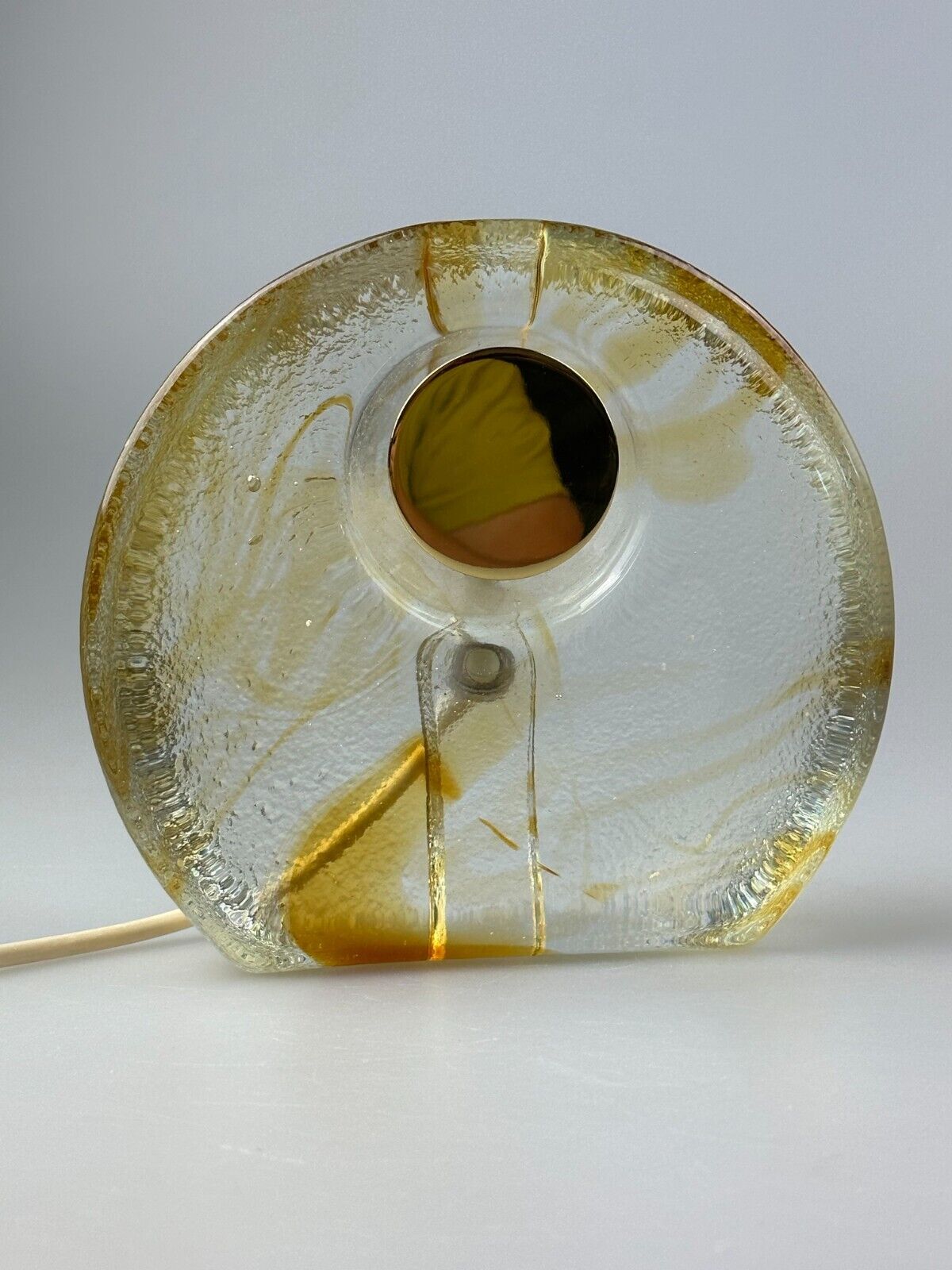 60s 70s table lamp Murano glass brass color inclusions space age design