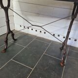 Bistro table with cast iron base and oak top
