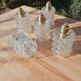 Set of 5 vintage molded glass globe suspensions