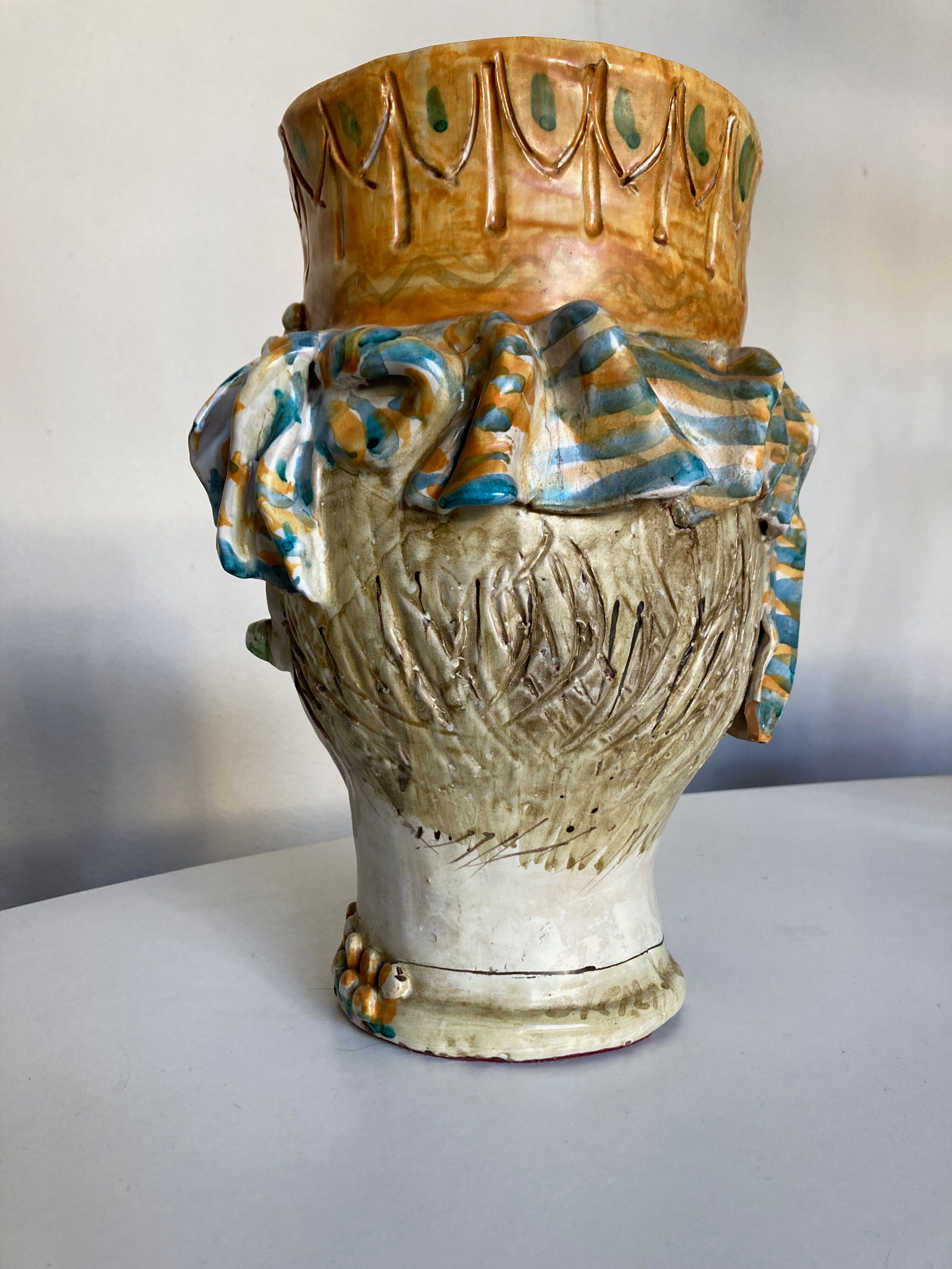 Italian ceramic vase Caltagirone Sicily 1960