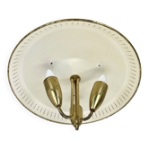 Plafonnier rond en laiton de style Gino Sarfatti, Italie 1950