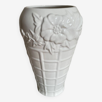 White ceramic vase flower decoration