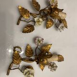 Gold Gilded Tole Sconces Set of 2