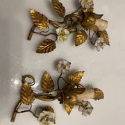 Gold Gilded Tole Sconces Set of 2