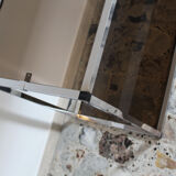 Console in chromed metal and smoked glass, Italy 70's