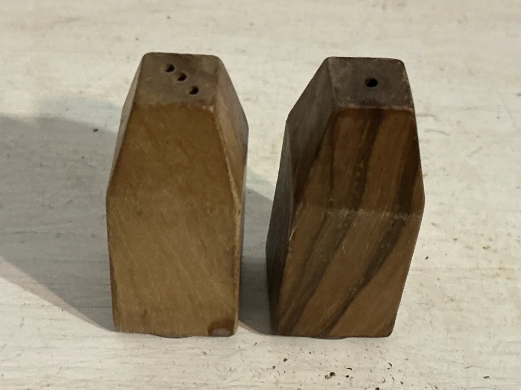 Service à condiments brutaliste en bois – Mid-Century années 50
