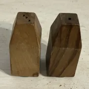 Service à condiments brutaliste en bois – Mid-Century années 50