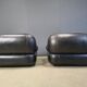 Set of black leather lounge chairs by Sapporo for Mobil Girgi, 1970s