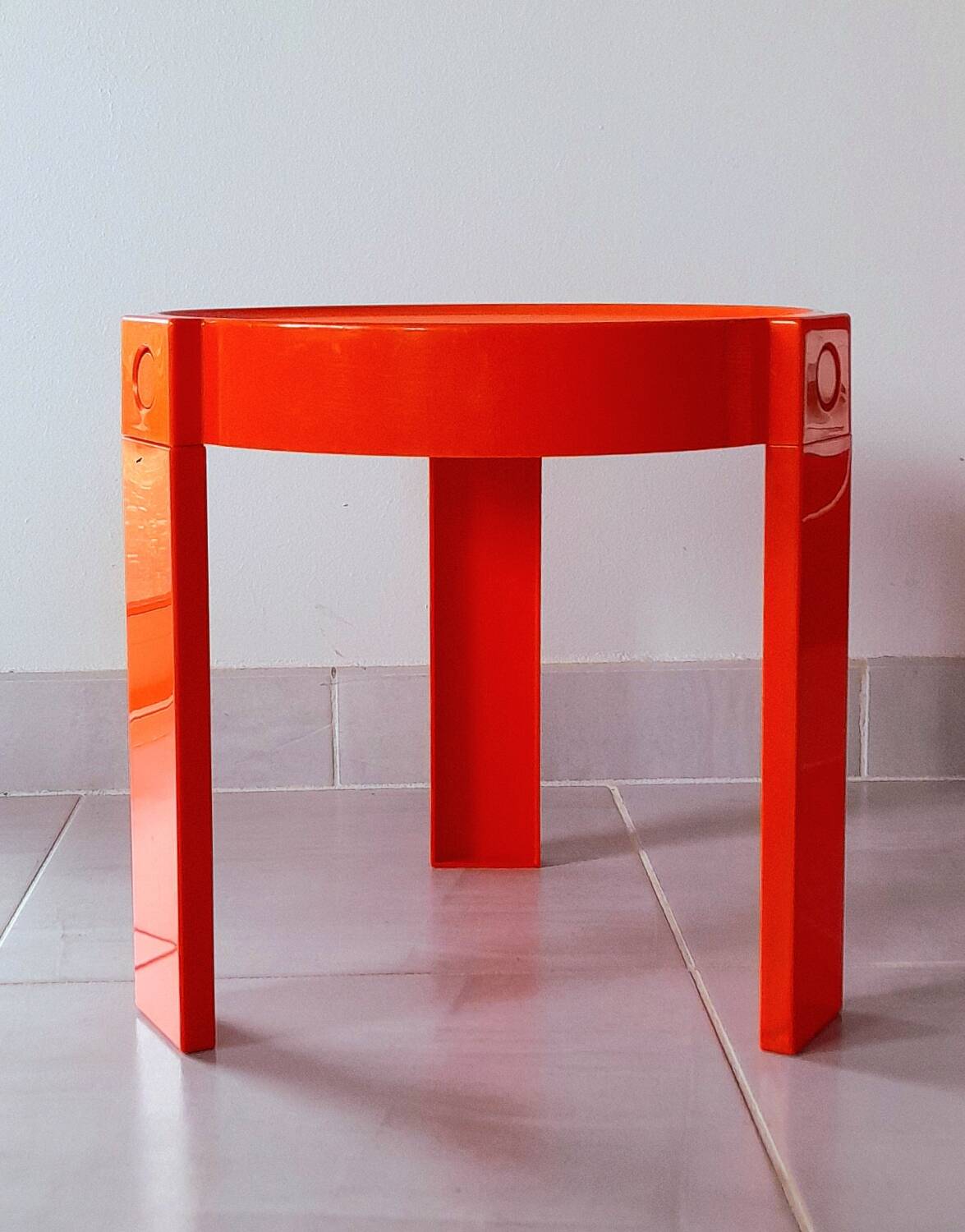 Prisunic orange side table 70s