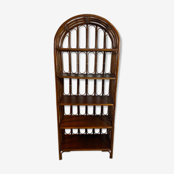 Bamboo and vintage rattan bookcase