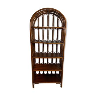 Bamboo and vintage rattan bookcase