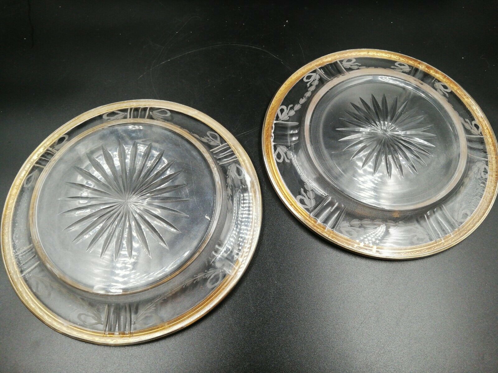 Pair of crystal plate with solid silver strap