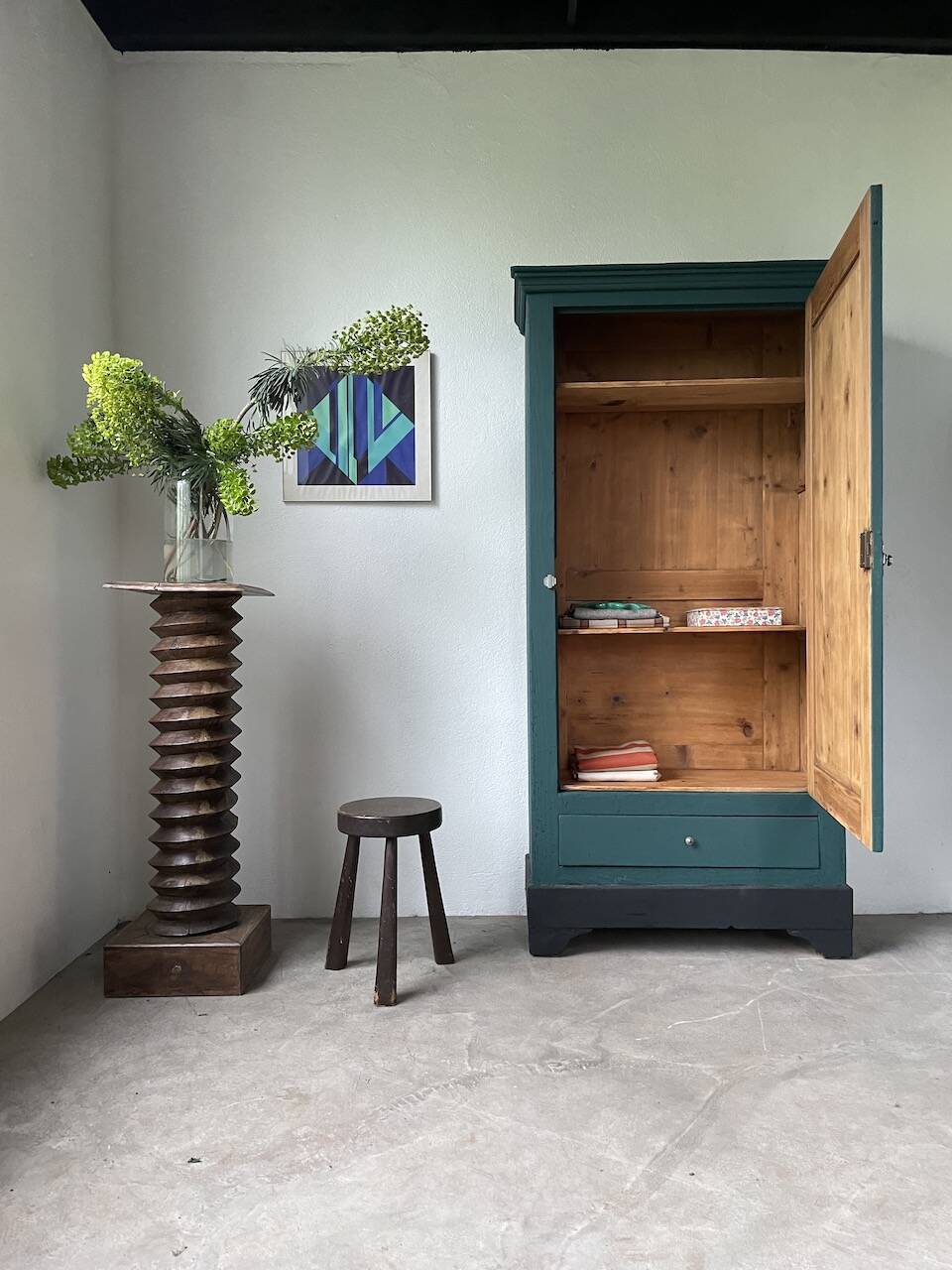 Green hosiery cabinet