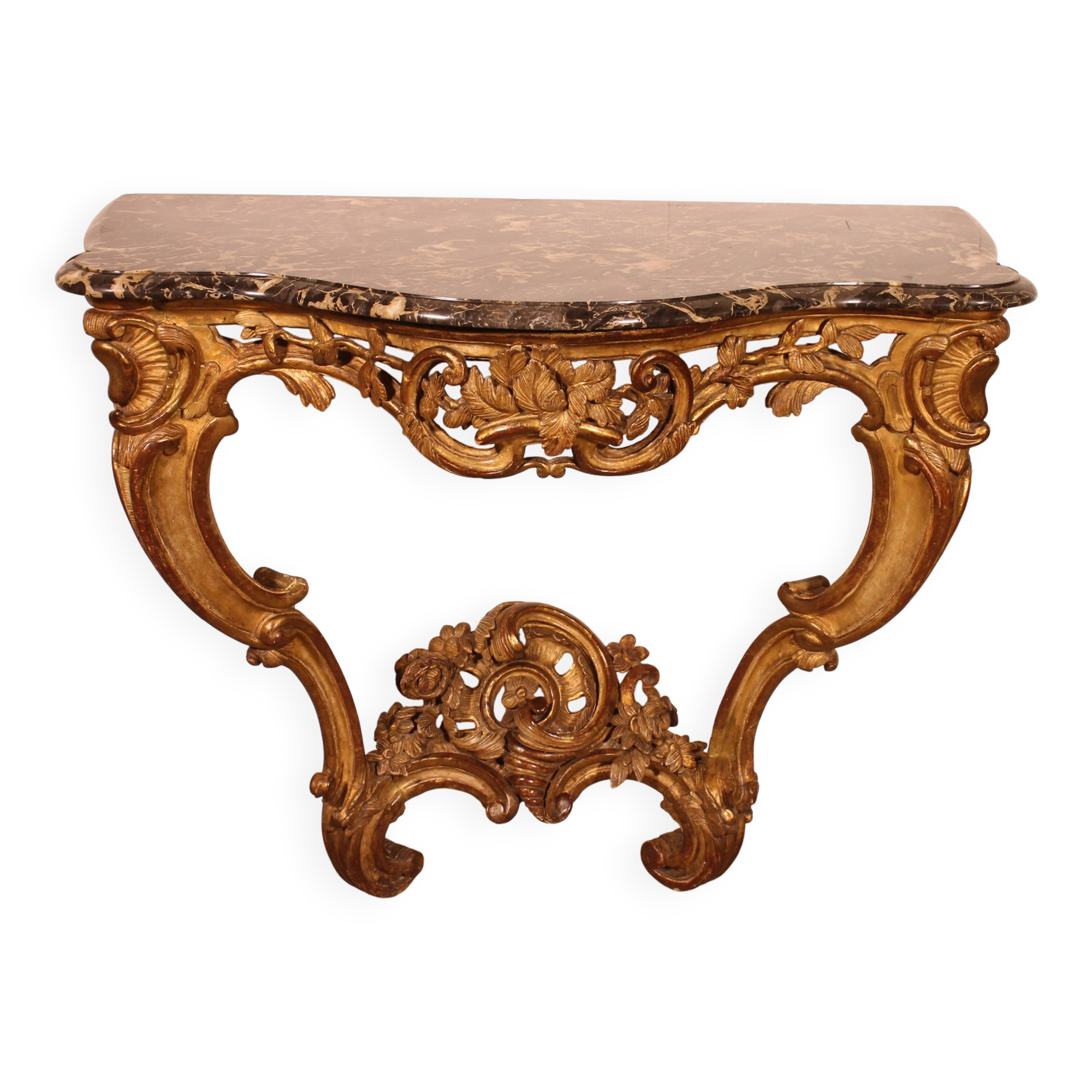 Louis XV period console in gilded wood