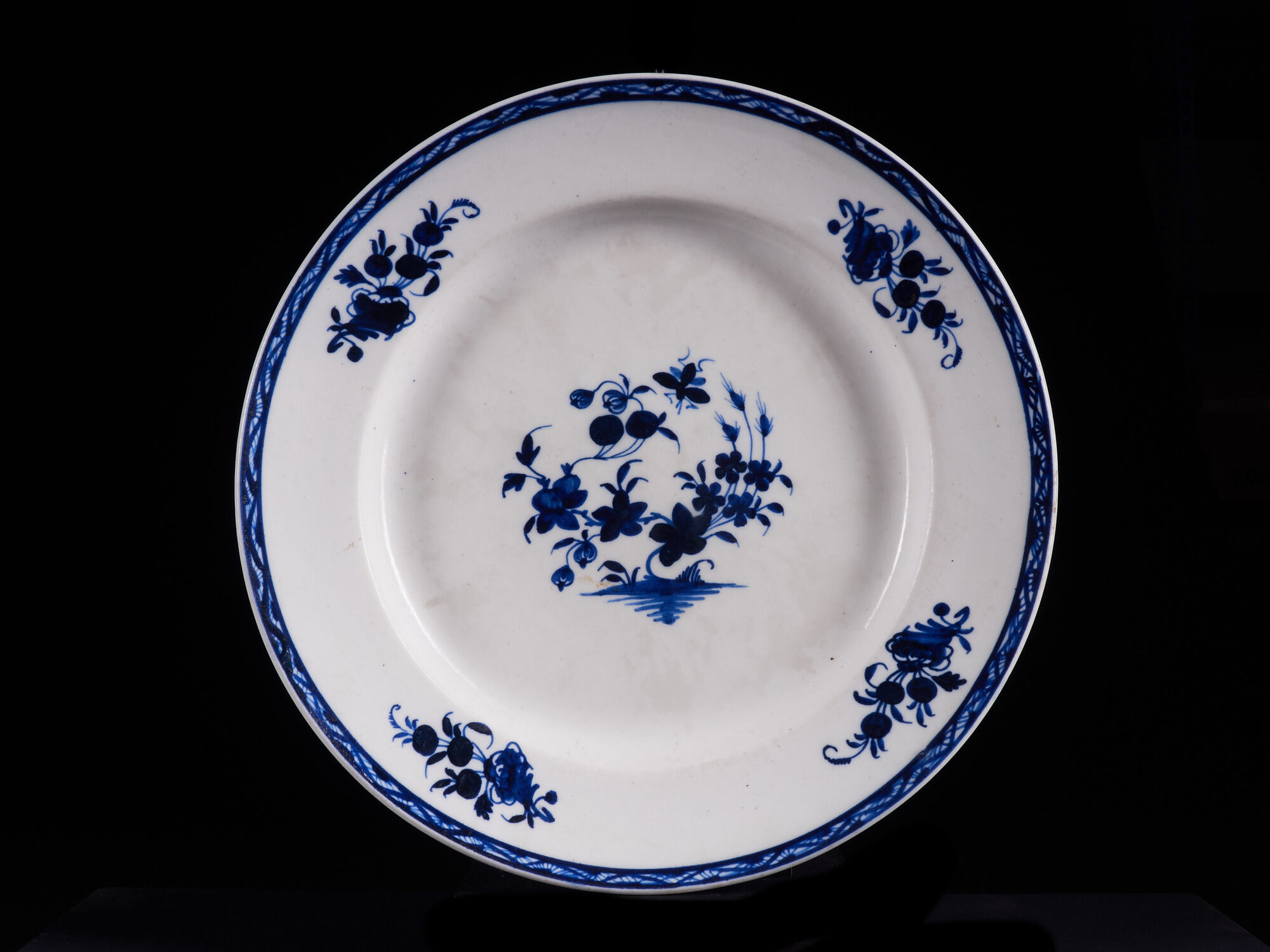 Set of 3 White Faïencerie Plates with Floral Decorations