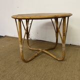 Small round vintage rattan table