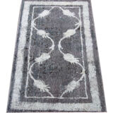 Vintage persian rug handwoven overdyed wool living area rug