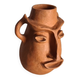 Face-shaped terracotta sculpture vase / 60s / vintage / art / Mid-Century / 20th century