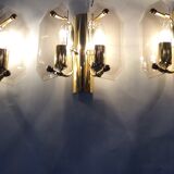 3 brass and vintage glass wall sconces