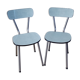 Duo de chaises en formica vert pastel années 70