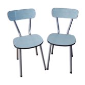 Duo of chairs in pastel green formica 70s