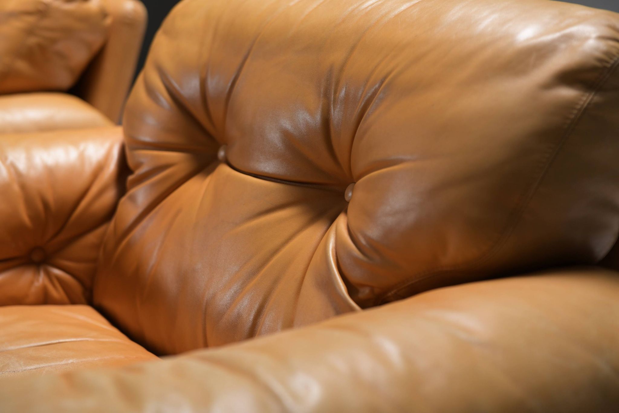 Stunning Coronado chairs in cognac leather by Afra & Tobia Scarpa - B&B Italia