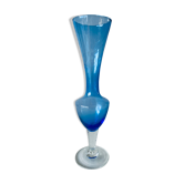 Blue and transparent glass vase