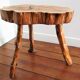 Coffee table solid wood tripod vintage folk art
