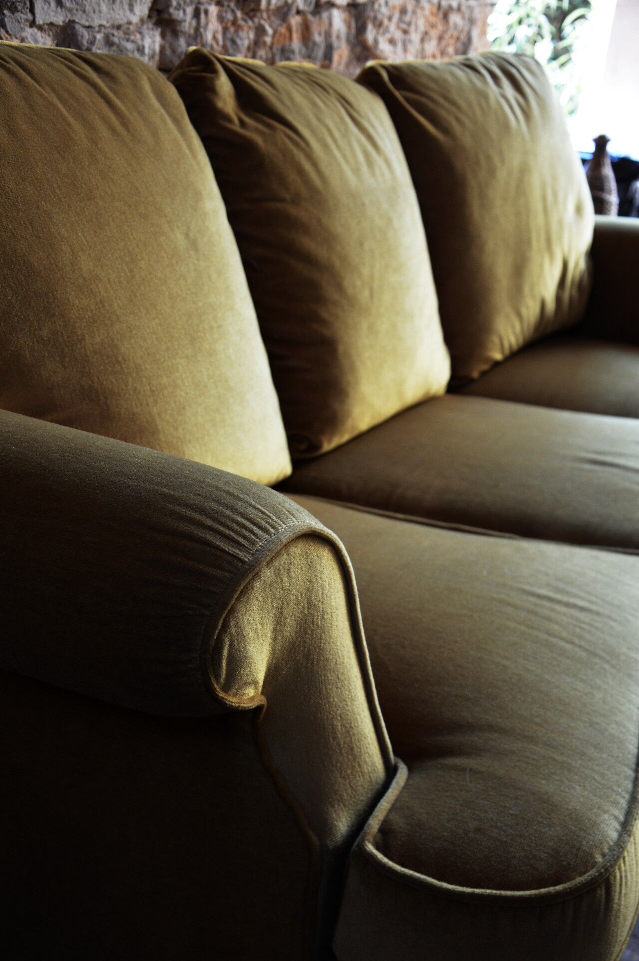 Sofa 3 places velvet mustard