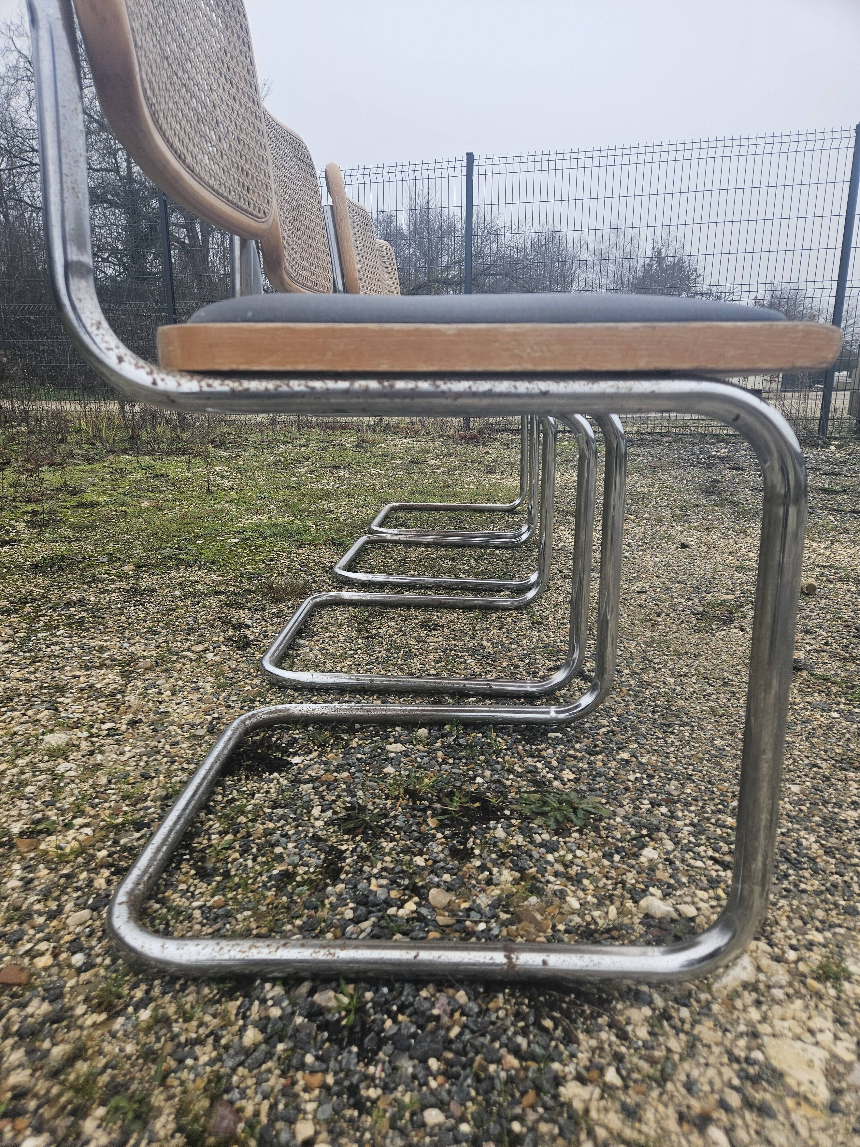 4 vintage Italian Cesca B32 chairs by Marcel Breuer, 70s
