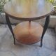 1970s solid wood round coffee table with double top