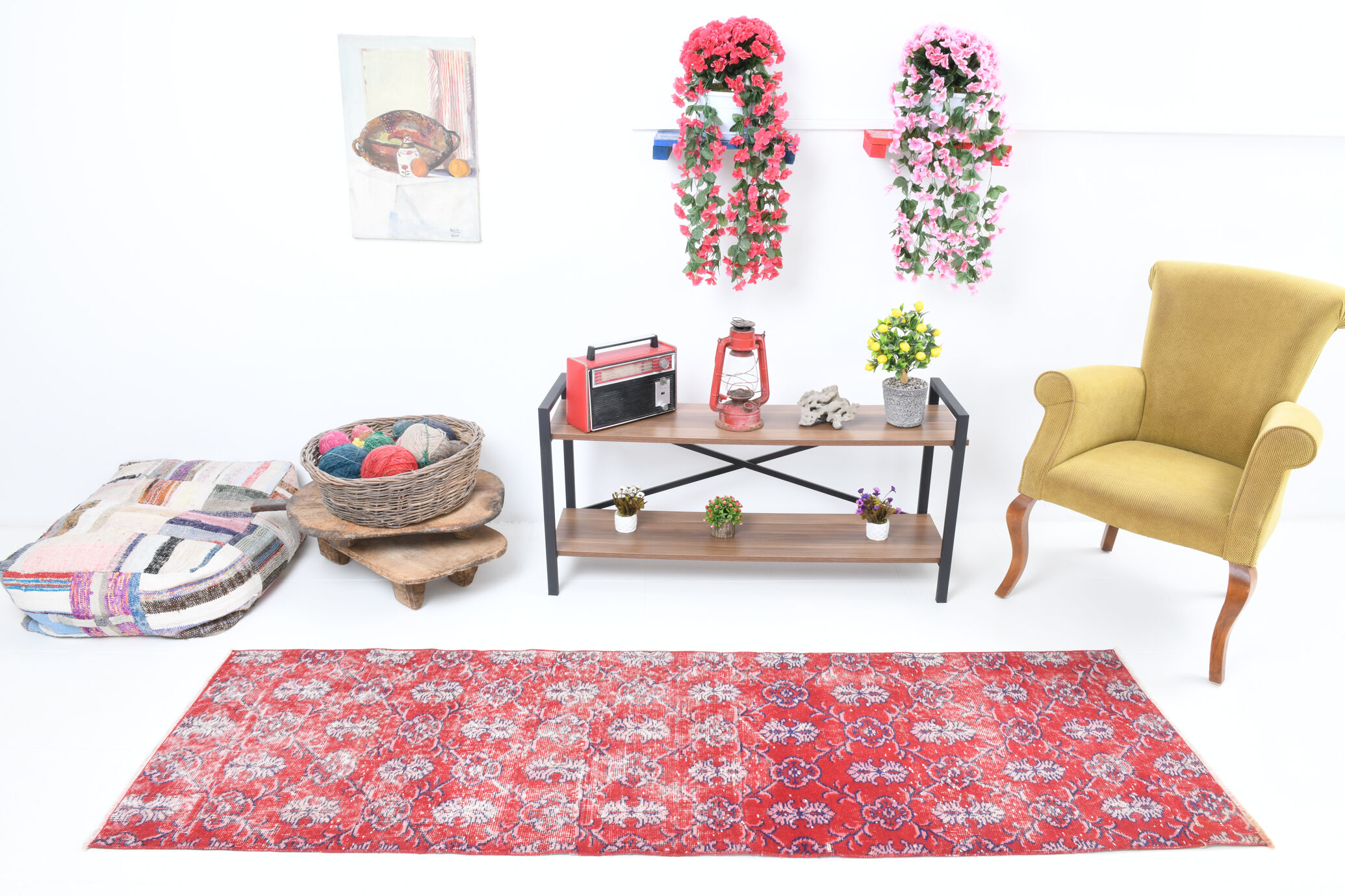 2x8 red classic vintage runner rug, 245x73cm