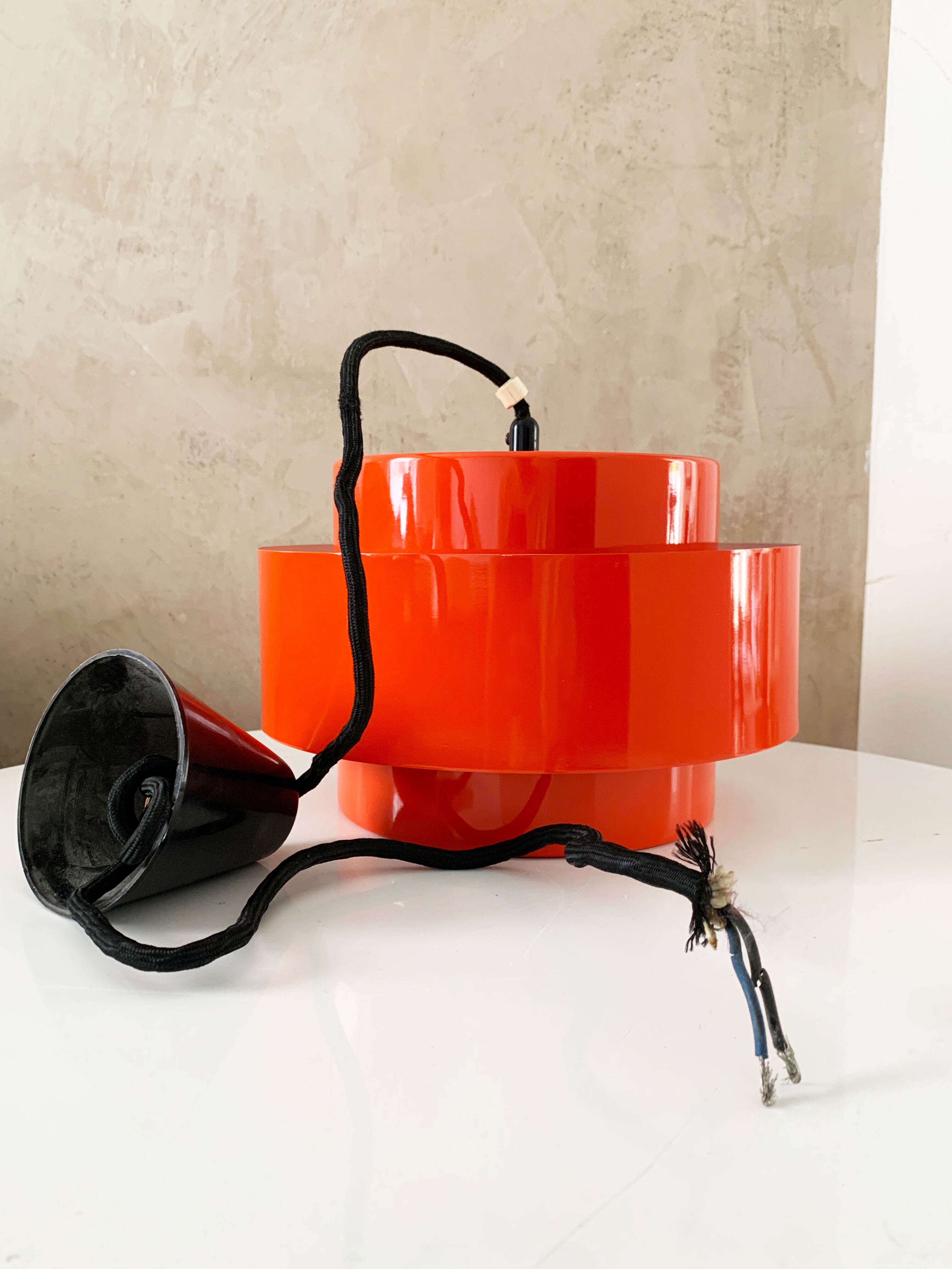 Red Ceiling Light by Jo Hammerborg for Fog Morup, Denmark 1969.