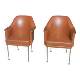 Pair of vintage Deauville brown armchairs - 1950s - 1960s