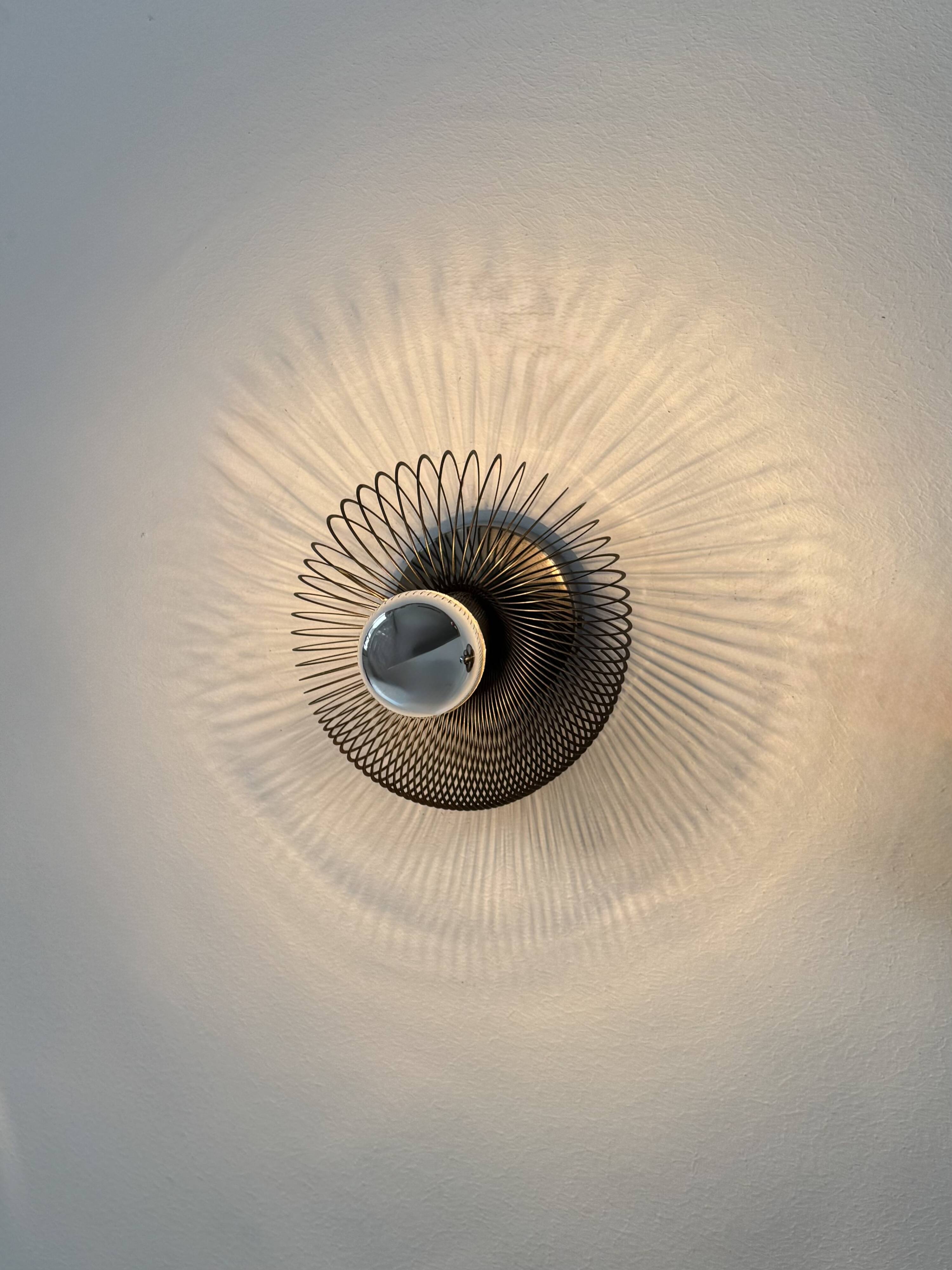 Set of 3 vintage wall lights, metal, France, 1970.