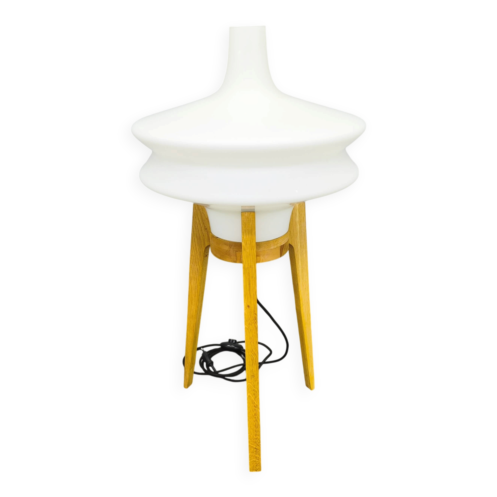 Mid Century Sculptural Floor Lamp with Glass Shade, 1970s