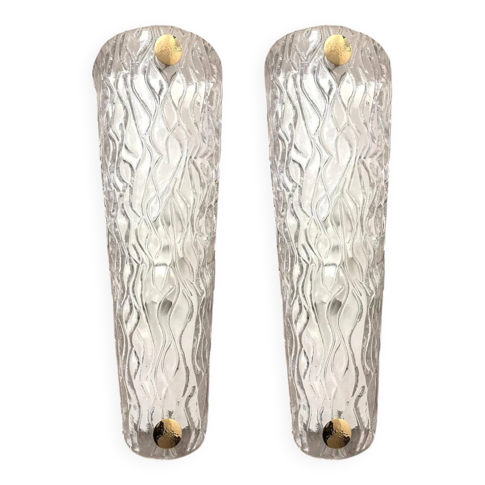 Monumental Clear Murano Glass Wall Sconces from Italy – Set of Two