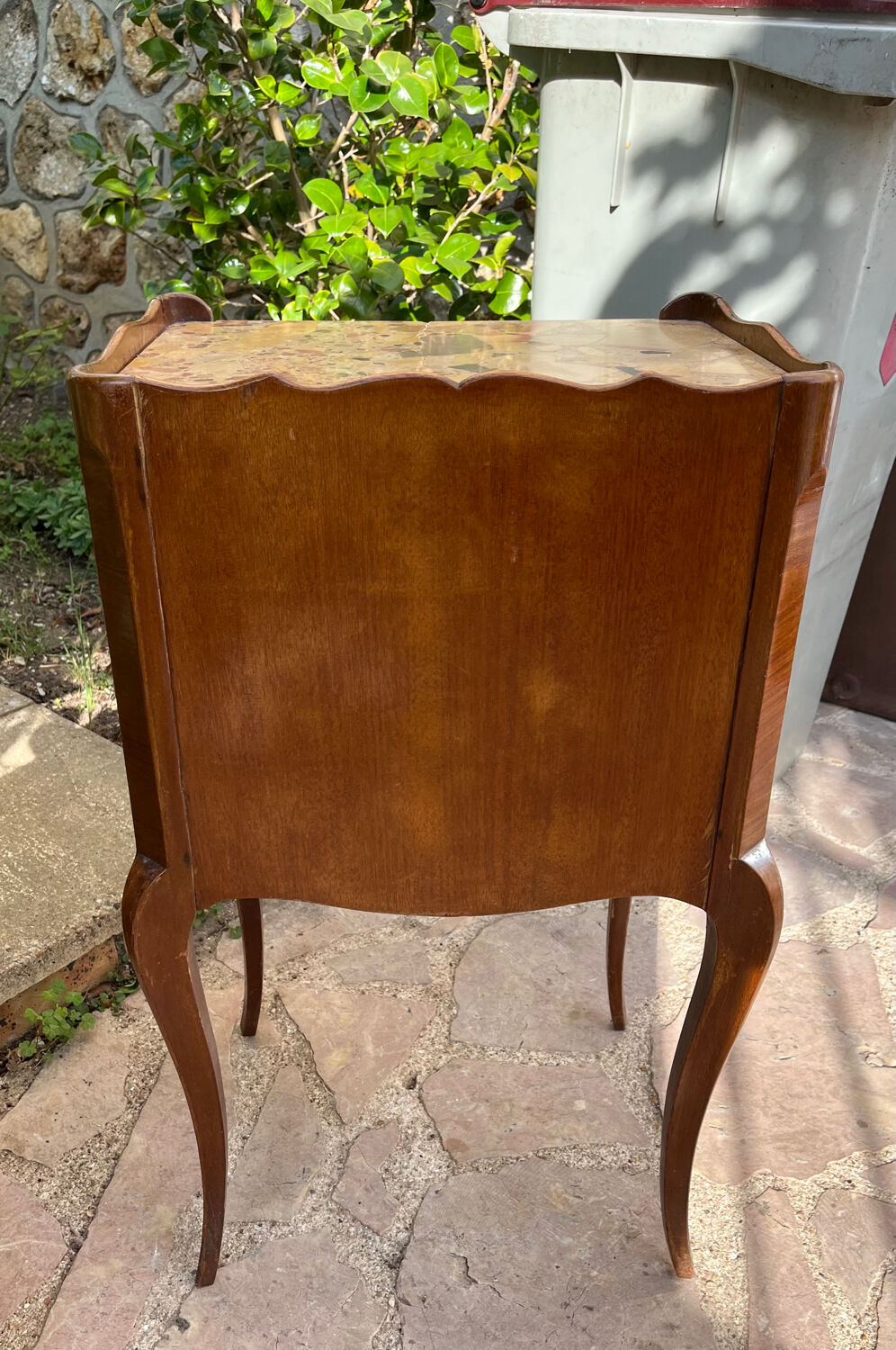 Old wooden bedside table